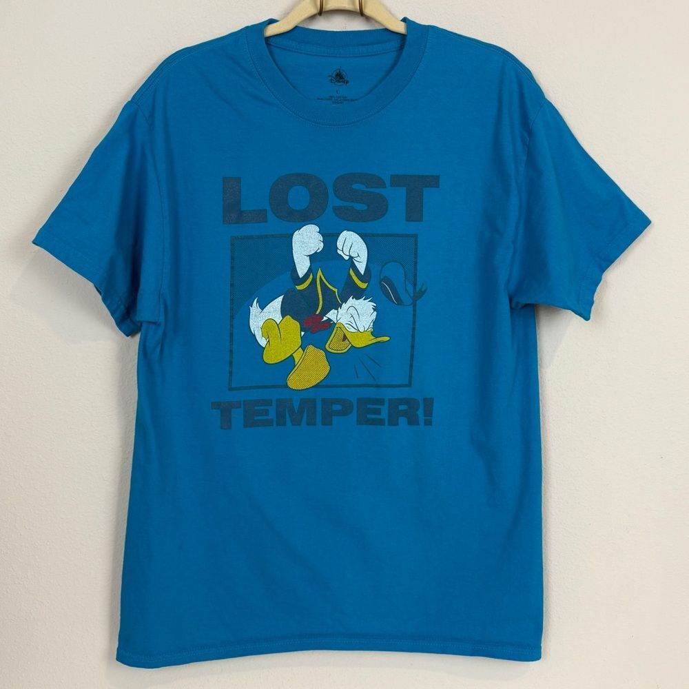 Disney Donald Duck Blue Lost Temper Short Sleeve T-shirt L